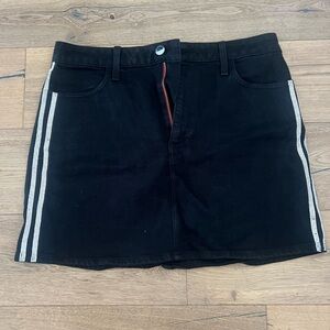 Alice + Olivia Black Mini Skirt with White Stripes